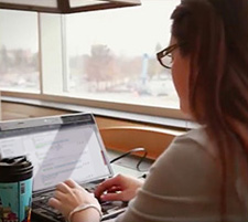 Student accessing Library resources