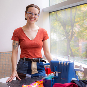 Artist in residence, Charlotte Richardson-Deppe in her studio