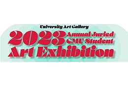 Logo for an upcoming exhibit. Teal background. Black text