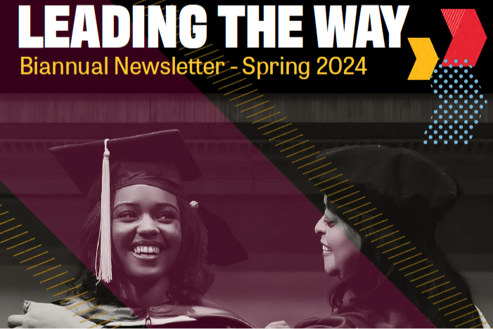 Cover picture of the Spring 2024 Newsletter. Faculty member hooding a counseling program graduate.