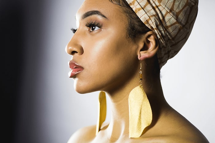 cloth earring on model