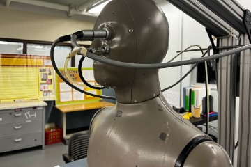 Close up photo of the CMDT lab thermal manikin.