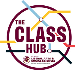 Logo with maroon circle and lettering for the CLASS HUB