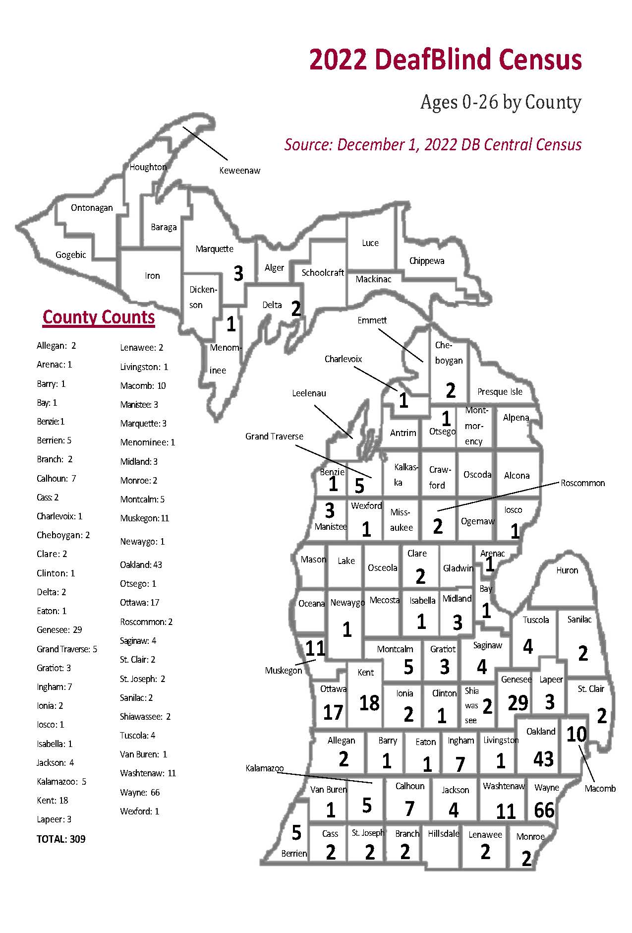 Visual representation of all the individuals on DB Central's DeafBlind registry