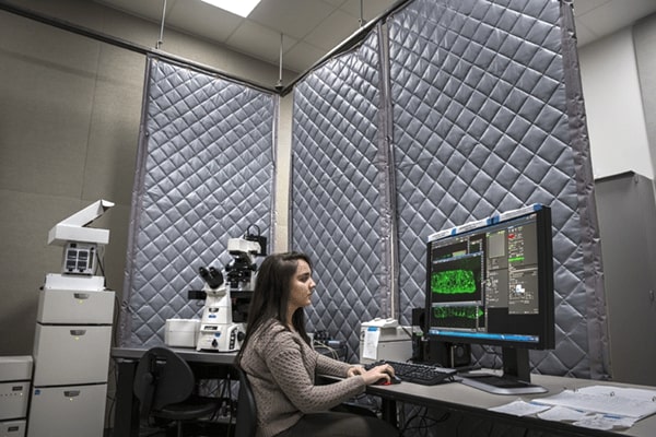 Student in Microscopy Lab at Central Michigan University.