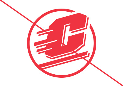 Central Michigan University Action C Circle incorrect uses, the mark in all red with a red line running diagonally over top of the artwork, placed on a white background.