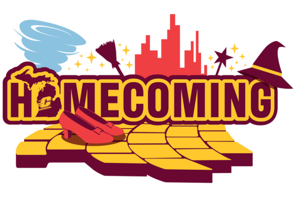Homecoming 2025 logo with the theme Maroon and Gold Brick Road