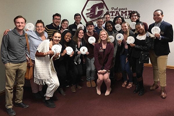 Student Government Association gathering after a fun night of mock awards.