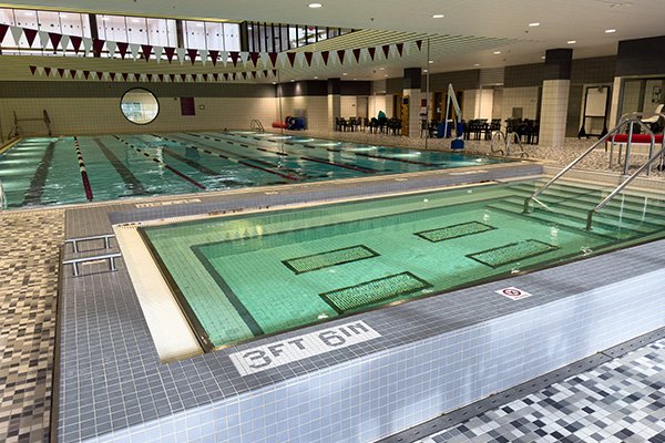 The hot tub and pool inside the Student Activity Center