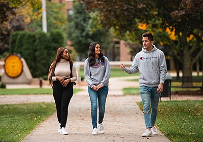 students walking on campus